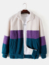 Color Block Teddy Fleece Zip Up Coat - Maison Sydney