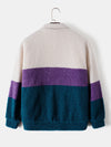 Color Block Teddy Fleece Zip Up Coat - Maison Sydney