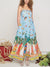 Unique Painted Island Print A-Line Midi Dress