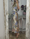 Exquisite Satin Floral Print Fishtail Skirt