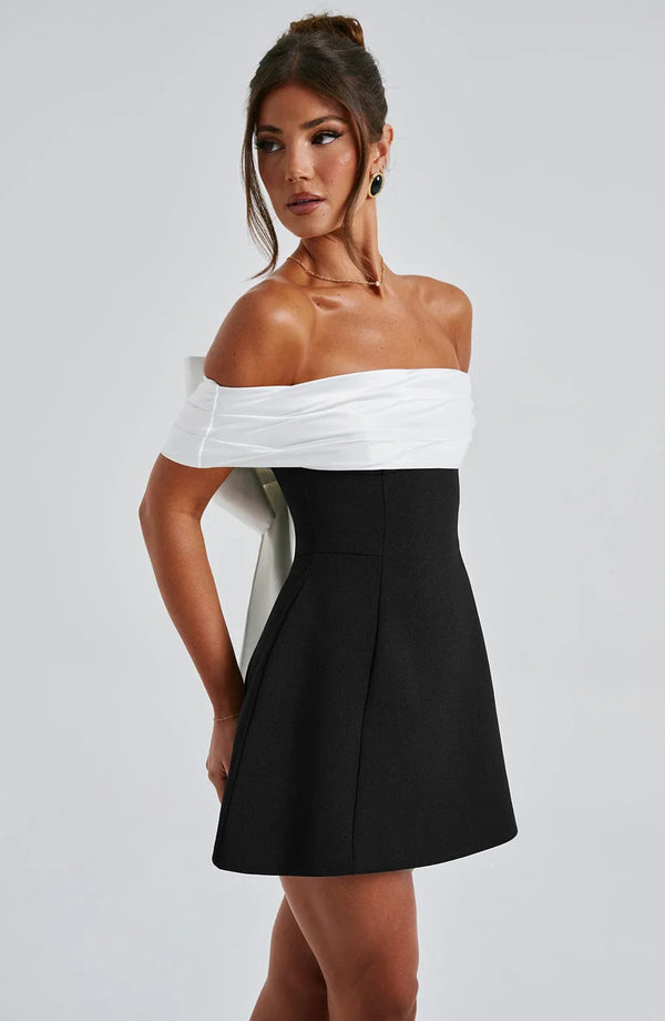 NOIR MINI DRESS - BLACK/WHITE - Maison Sydney