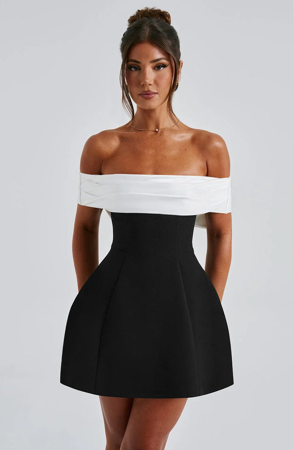 NOIR MINI DRESS - BLACK/WHITE - Maison Sydney