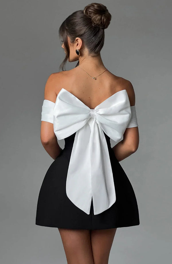 NOIR MINI DRESS - BLACK/WHITE - Maison Sydney