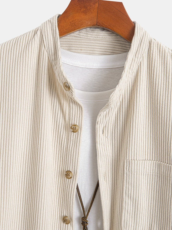 Corduroy Stand Collar Shirt - Maison Sydney