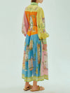 Exquisite Garden Print Button-down Midi Dress