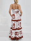 Elegant Ruffled With Floral Print Maxi Dress